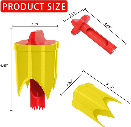 Pepper Corer, 2 in 1 Red Bell Pepper Seed Corer Remover Tool, Fruit & Vegetable Corers Quick Cave Tools for Jalapeno Cutter Deseeder, Red Yellow, 2 PCS