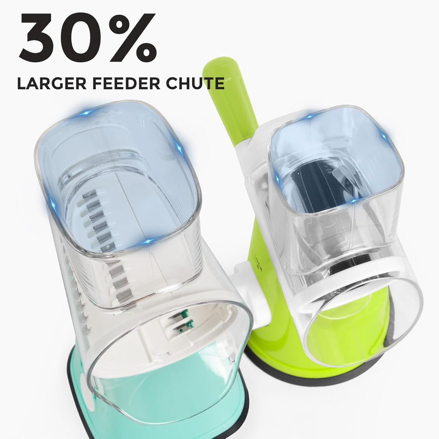 X Home 5-in-1 Rotary Cheese Grater for Kitchen, Upgraded Hand Crank Shredder with Stronger Suction Base & Multifunctional Drum Blades, for Cheese, Vegetables and Nuts, Easy to Use and Clean, Blue