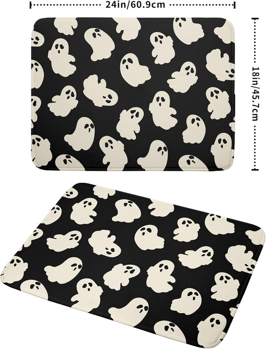 Halloween Ghosts Dish Drying Mat for Kitchen Counter Halloween Cute Ghost Drying Dish Mat 18”x24” Absorbent Microfiber Reversible Kithchen Mats for Countertop Fast Dry Dish Draining Mats for Halloween