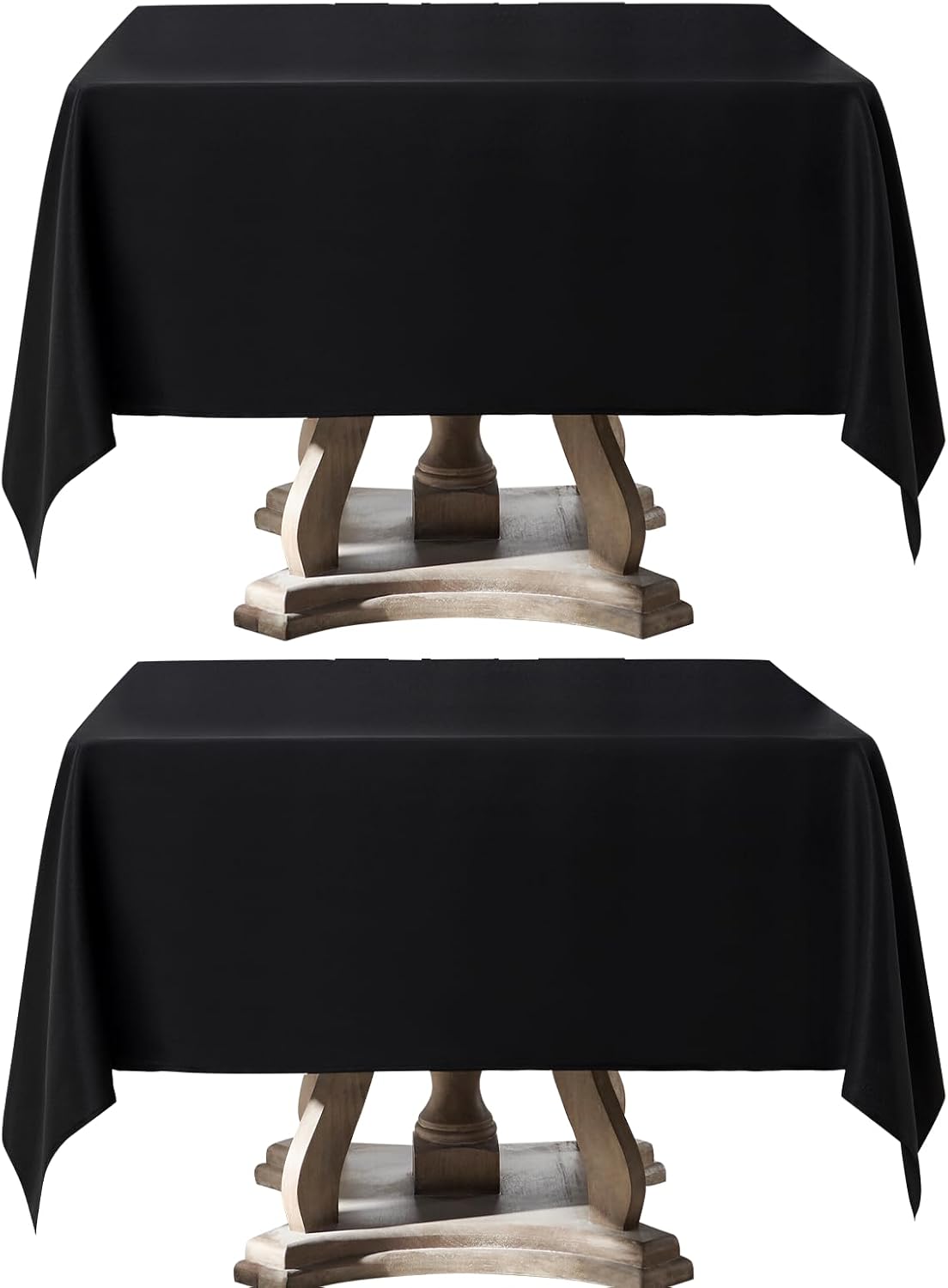 Square Tablecloth 52 x 52 Inch Black 2 Pack Tablecloths Stain-Wrinkle Resistant Washable Polyester Table Cloths for Holiday, Buffet Parties,and Wedding