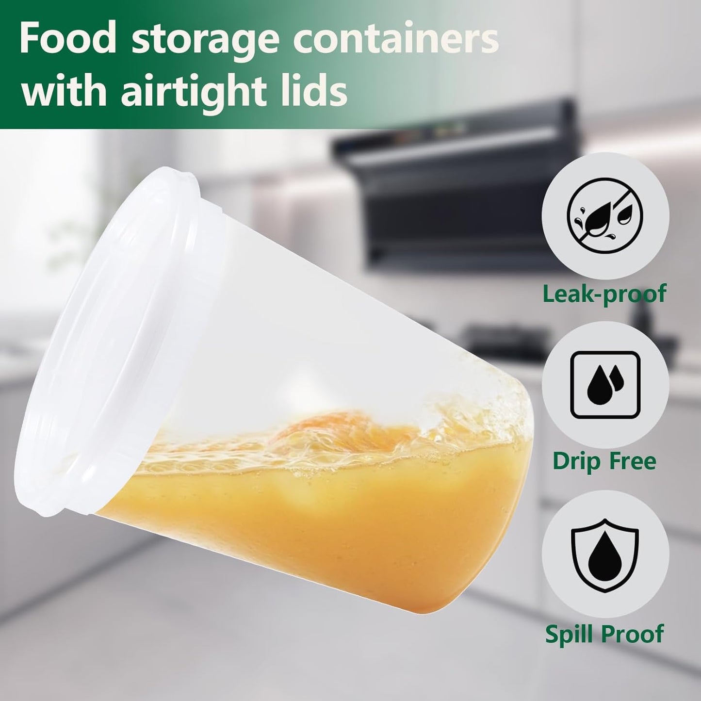 24 Set Deli Containers with Lids,32 oz Plastic Food Storage Containers,Leakproof Soup Container with Lids,Stackable,Microwave & Freezer Safe