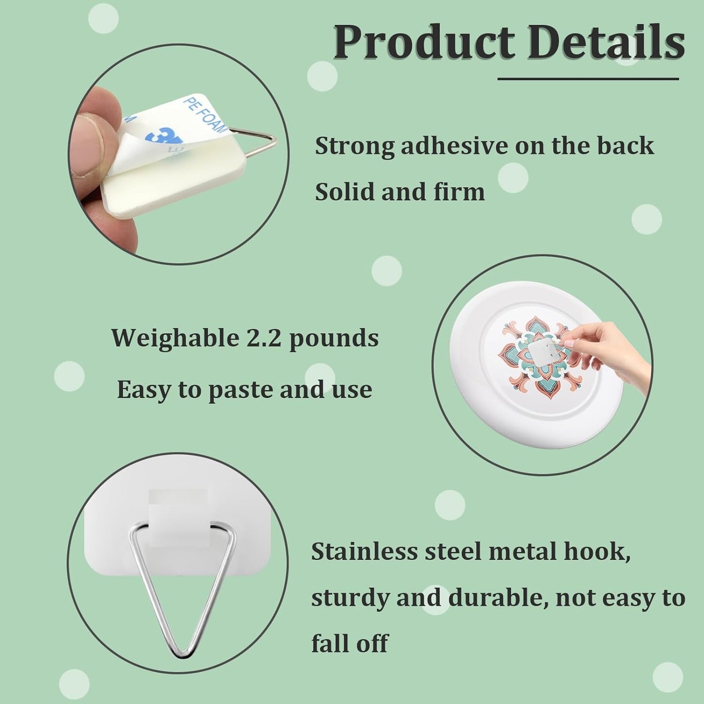 54 PCS Plate Hangers for The Wall, 0.8 Inch Mini Adhesive Vertical Plate Holders, Invisible Plate Hanger, Wall Hanging Hooks for Decorative Plates Pictures (Large Square)