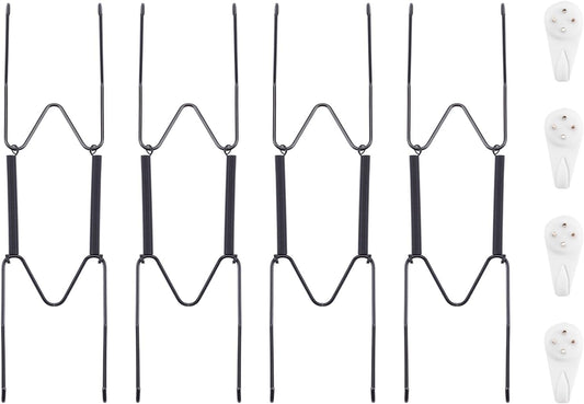 Bilillo 4 Pack Plate Hangers for The Wall, Suitable for 8''-10'' Decorative Plate,Invisible Heavy Duty Wire Plate Holder with Wall Hooks, Plate Hangers for Displaying Plates, Platter, Dish (Black)