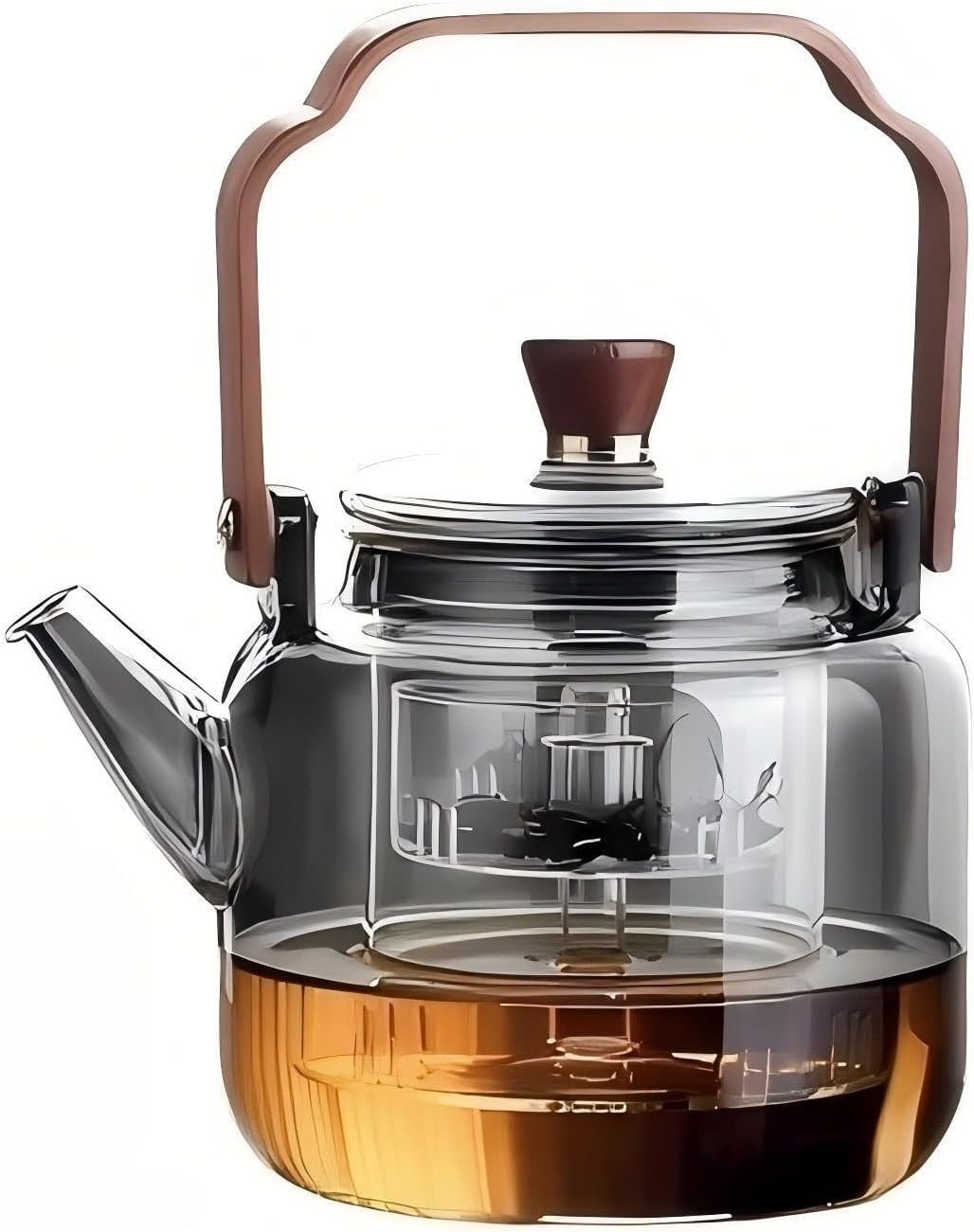Glass Teapot with Infuser, Heat Resistant Borosilicate Tea Kettle, Clear, 34oz/1000ml Capacity, Tea Pot for Loose Leaf Tea, Stovetop Safe