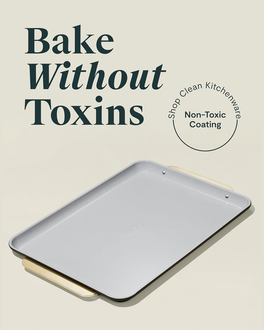 Caraway Non-Stick Ceramic Baking Sheet - Naturally Slick Ceramic Coating - Non-Toxic, PTFE & PFOA Free - Perfect for Baking, Roasting, and More - Large (18" x 13") - Black