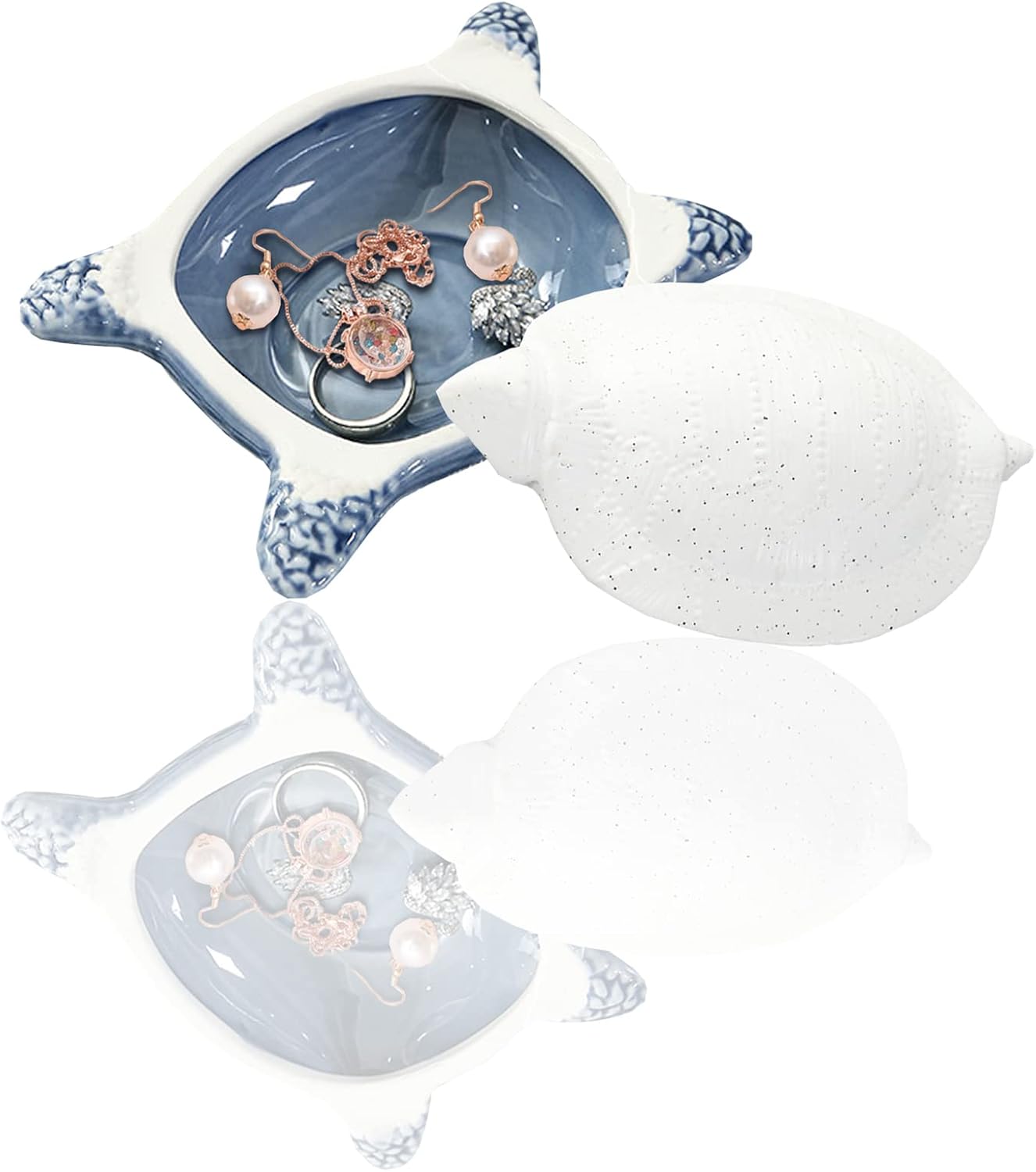 Turtle Jewelry Tray, Ceramic Ring Holder for Jewelry, Candy Dishes Trinket Tray, Jewelry Tray Jewelry Plate Small Key Bowl for Entryway Table Birthday Home Party Decor (L STYLE)