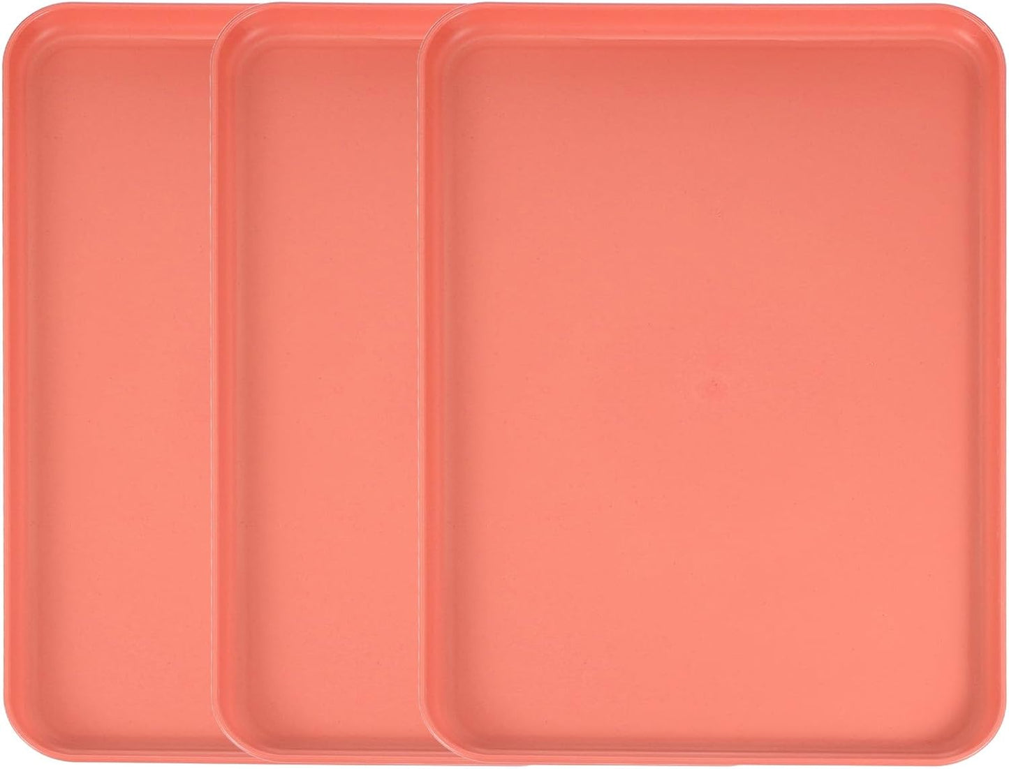 uxcell 3Pcs Plastic Serving Trays, 15 x 10.6 Inch Rectangle Food Trays Serving Cafeteria for Kitchen Restaurant Coffee Fruit Burger Lunch Dessert, Orange