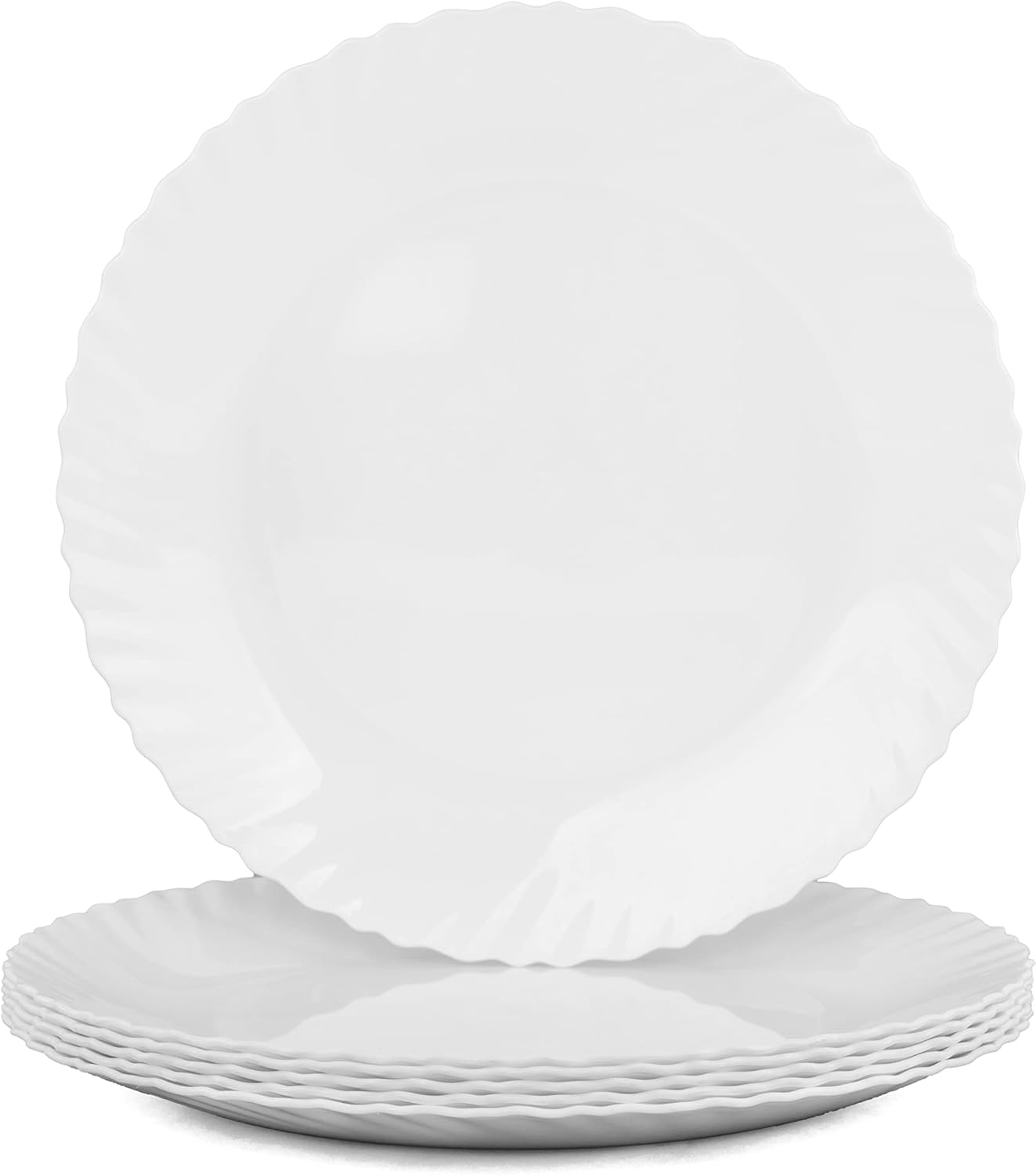 Mintra Home Curly Collection (11.75in Large Plate 6pk, White)