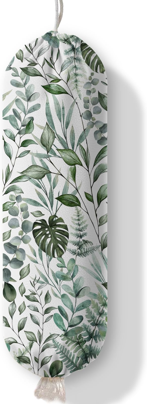 Plant Plastic Bag Holder, Wall Mount Organizer for Reusable Canvas Grocery Bags, Plants Hanging Plastic Bag Dispenser, Green Leaves Shopping Bags Storage Dispenser Decorative Home Kitchen Pantry Decor