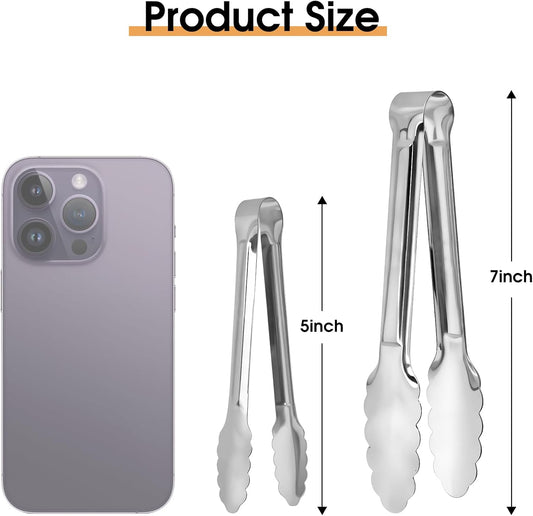 Tongs, Small Tongs for Serving Food Buffet Salad Cooking Metal Food Grade Kitchen Cooking Utensils Stainless Steel