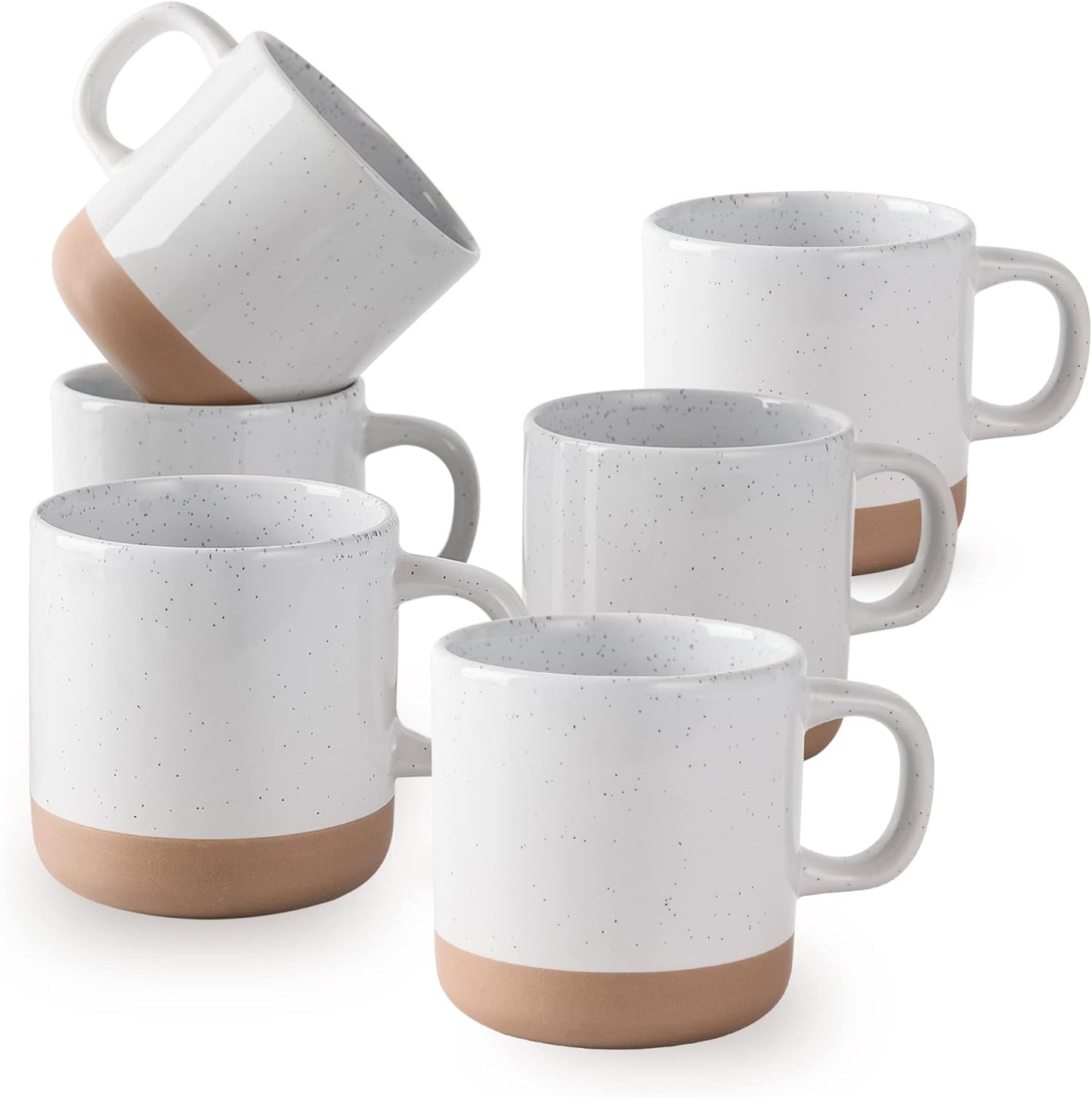 12 oz Coffee Mug Set for 6, Tea Cups with Handle for Coffee, Tea, Cocoa, Milk (White)