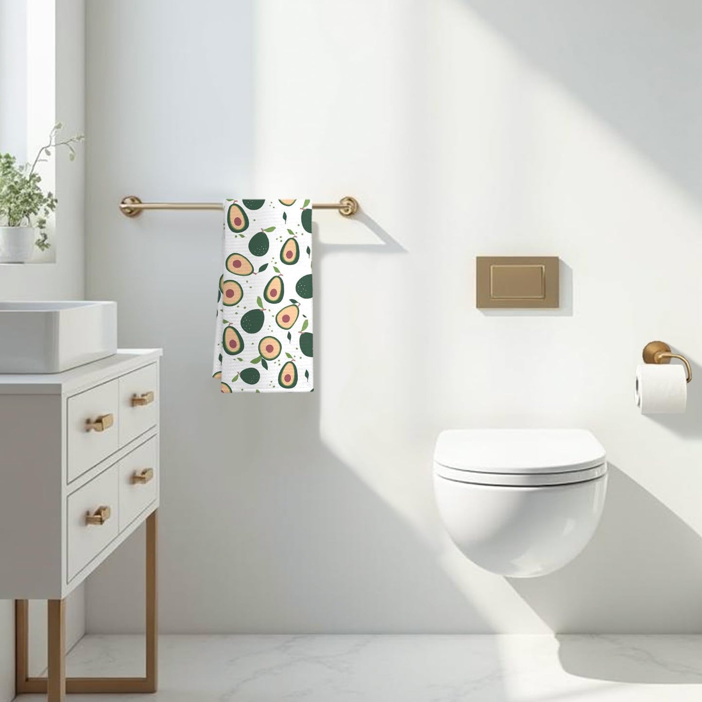 Avocado Decor Kitchen Towel, Avocado Hand Towel Dish Towel for Kitchen Bathroom Decor, Fruit Lover Gifts, 16x24 Inches