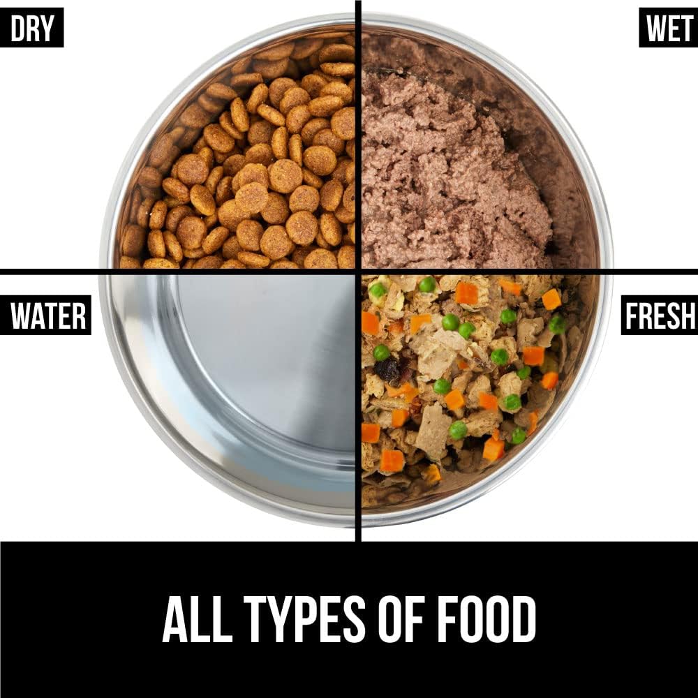 GORILLA GRIP Set of 2 Dog Bowls, Heavy Duty Metal Food and Water Bowl for Feeding Dogs and Cats, Dishwasher Safe, Rust Resistant Stainless Steel, BPA Free Rubber Base, Holds 2 Cups (16 fl oz), Blue