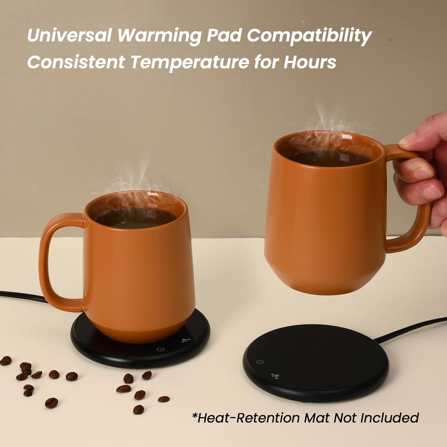 Miicol Ceramic Coffee Mug, 16 oz Large Coffee Cup, Tea Mug with Handle, Flat Bottom Mug for Men, Women, Office, Microwave and Dishwasher Safe, Multi-Color, Burnt Orange