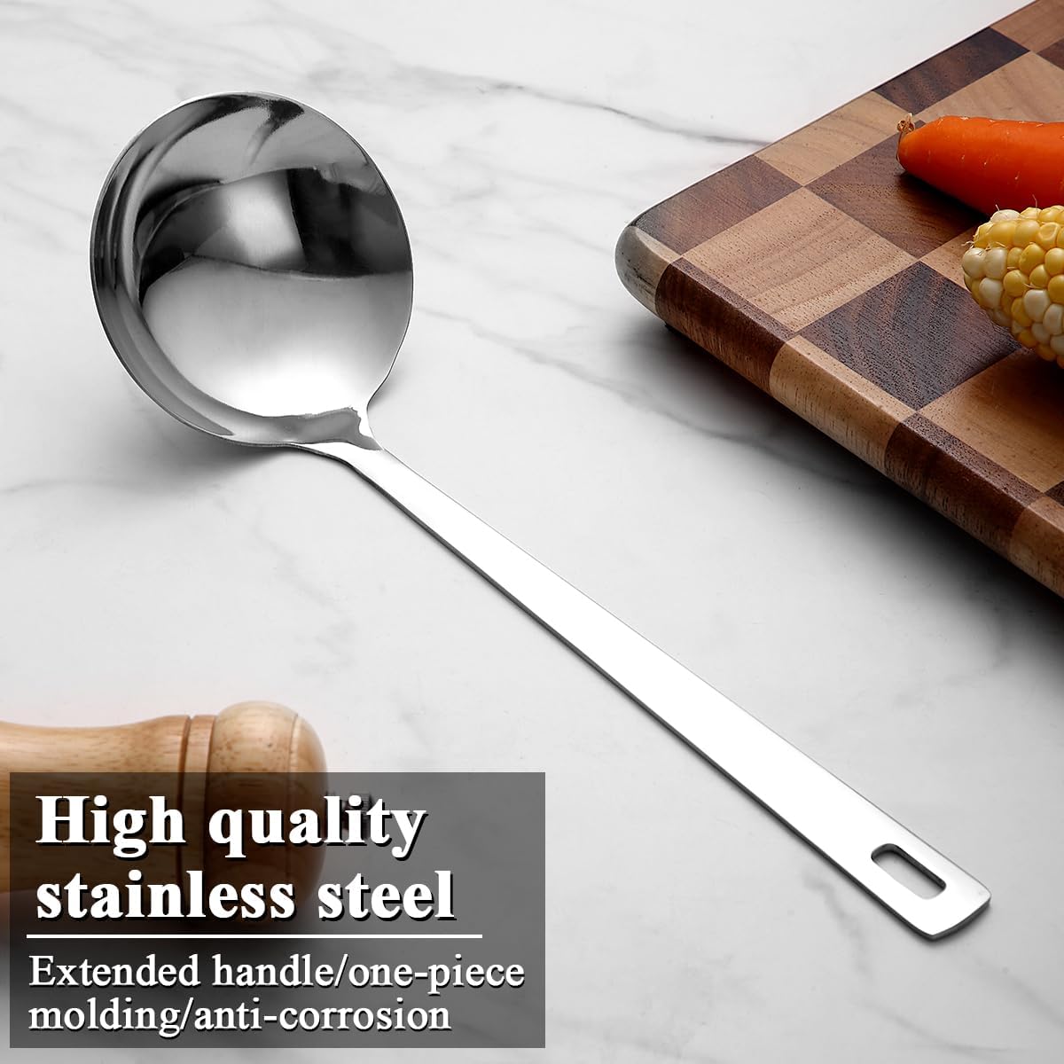 Berglander Stainless Steel Soup Ladle, 11.8" Durable Ladel Spoon for Serving or Cooking, Dishwasher Safe, Durable & Rust-Resistant Cooking Utensil