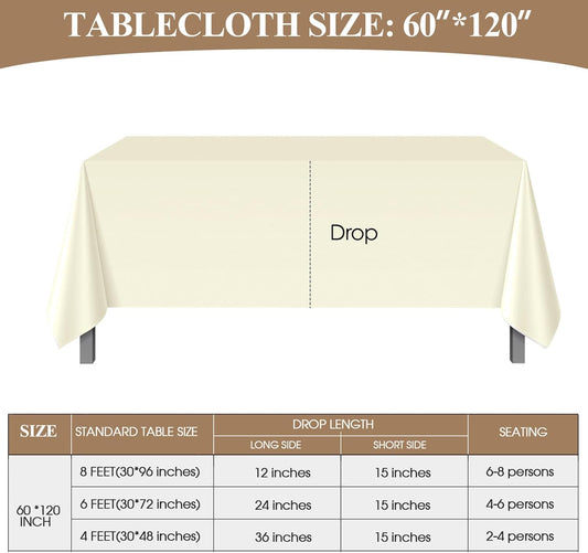 Rectangle Tablecloths 60x120 Inch 2 Pack Ivory Tablecloth Washable Decorative Linen Polyester Table Cloths for Dining Table Banquets Buffet Parties and Wedding