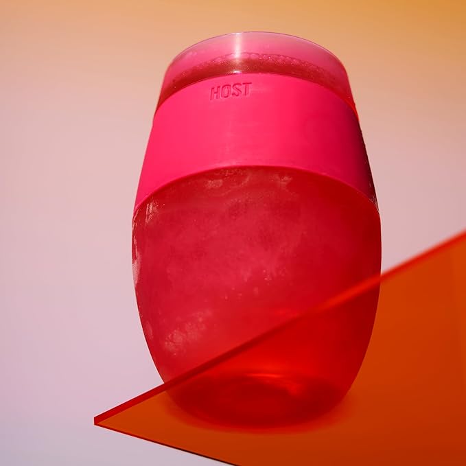 Host Cooling Cup Set of 1 Plastic Double Wall Insulated Freezable Drink Chilling Tumbler with Freezing Gel, Wine Glasses for Red and White Wine, 8.5 oz, Translucent Magenta