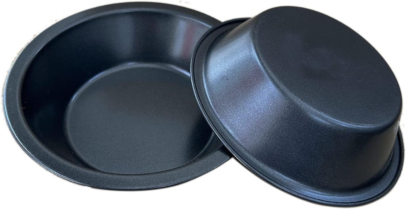 Mini Pie Pans 5 Inch, 4 Pieces Small Round Pot Pie Plates, Nonstick Carbon Steel Bakeware Set - for Baking Pies, Crust, Tarts, Black