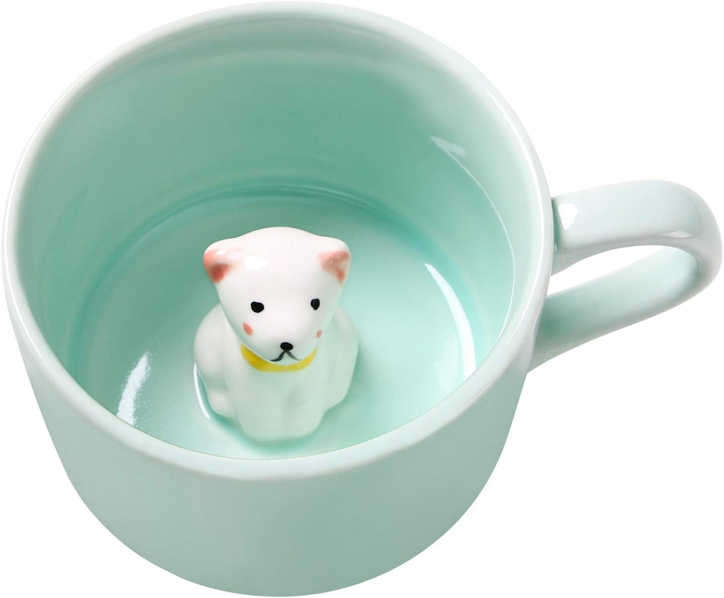 Surprise 3D Coffee Mug Animal Inside 8 oz with Puppy,Cute Cartoon Handmade Ceramics Cup,Christmas Birthday Surprise for Friends Family or Kids (Puppy)