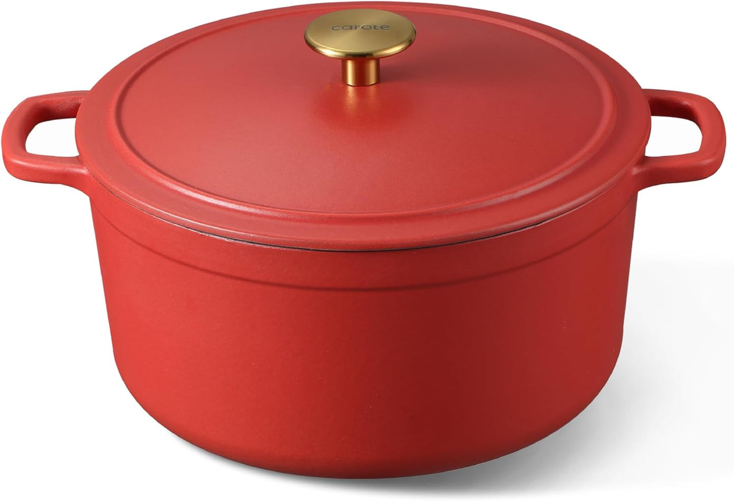 CAROTE Enameled Cast Iron Dutch Oven Pot with Lid, Enameled Dutch Oven for Sourdough Bread Baking, Braising, Stews, Dual Handles, Heavy-Duty Cast Iron Pot, 5QT, Red
