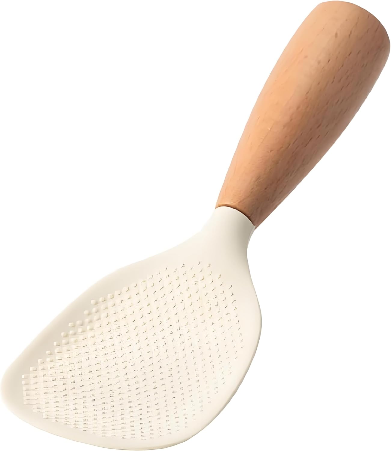 Standing Silicone Wooden Rice Paddle Kitchen Utensils Cooking Ladle Handle, Heat Resistant Rice Scooper, scalding Rice Scooper, Rice and Potato Servers, Serving Spoons，Kitchen Serving Utensil