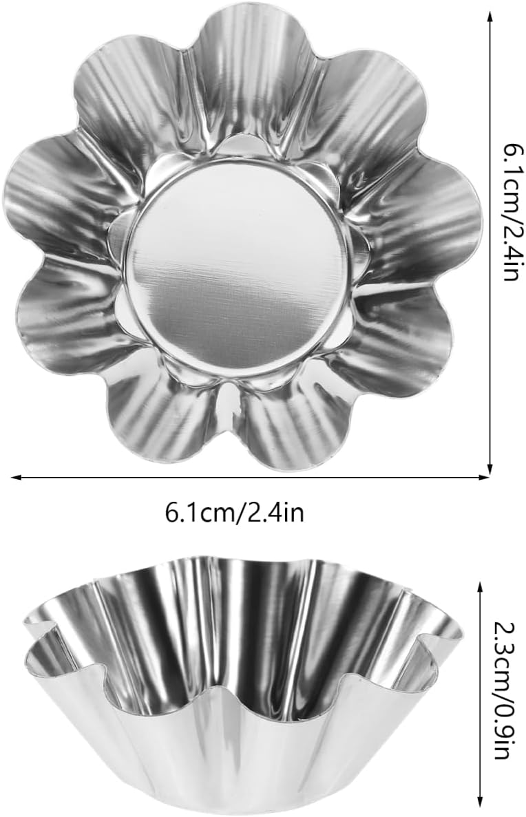 12-Piece Stainless Steel Cake Mold Set Non-Stick Flower Tart and Muffin Pan for Baking Mini Cakes Quiches and Egg Tarts