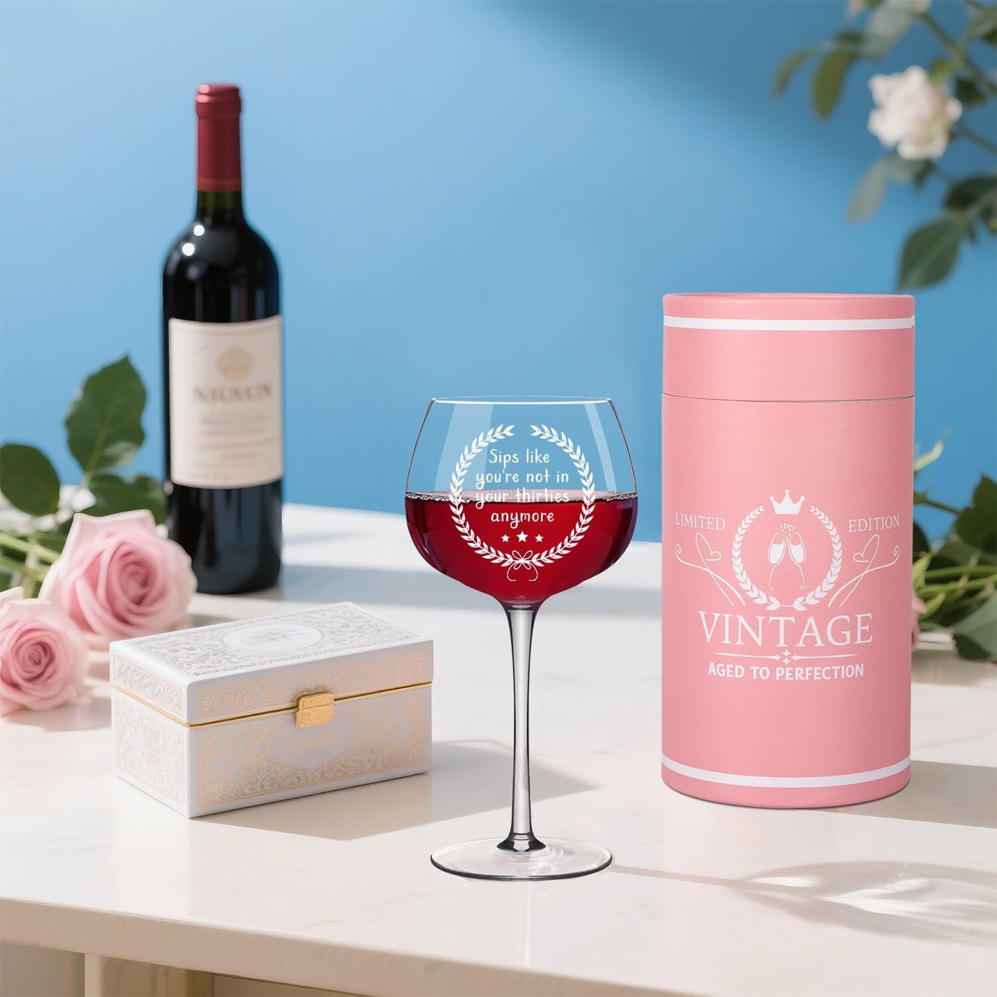 40TH Birthday Gifts Women, Funny 40 Year Old Birthday Decorations for Women, Best Gifts for 40 Year Old Woman, Unique Wine Glass Gift Ideas for Woman Friends Daughter Sister Mom Wife Aunt Coworker 40s