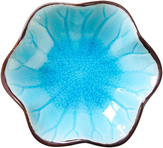 Ice Cracking Leaf Jewelry Dish, Decorative Ring Holder Small Trinket Tray Bowl, Gifts for Daughter Mom Friends, Lake Blue.