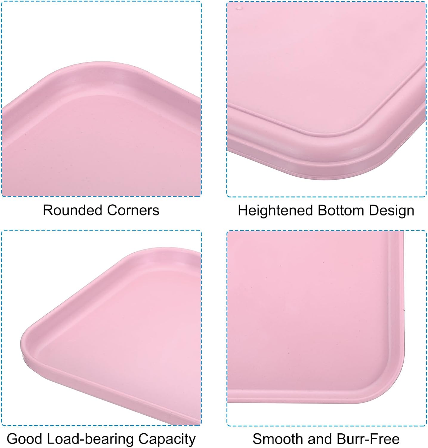 PATIKIL Plastic Fast Food Serving Tray, 2 Pcs 15" x 10.6" Reusable Rectangular Cafeteria Serving Platter for Party Kitchen Restaurant, Pink