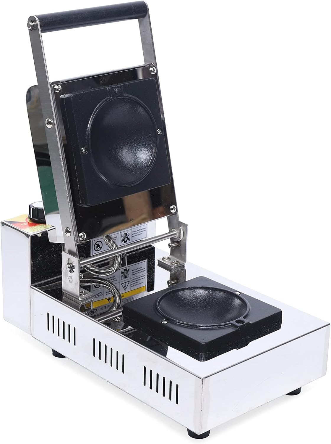 1000W Electric Burger Waffle Make Double Sides Non-stick Stainless Steel Uniform Heating Waffle Bowl Maker Ice Cream Sandwich Maker for Bakeries, Restaurants