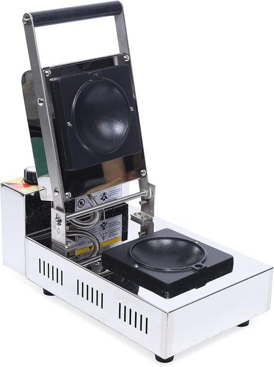 1000W Electric Burger Waffle Make Double Sides Non-stick Stainless Steel Uniform Heating Waffle Bowl Maker Ice Cream Sandwich Maker for Bakeries, Restaurants