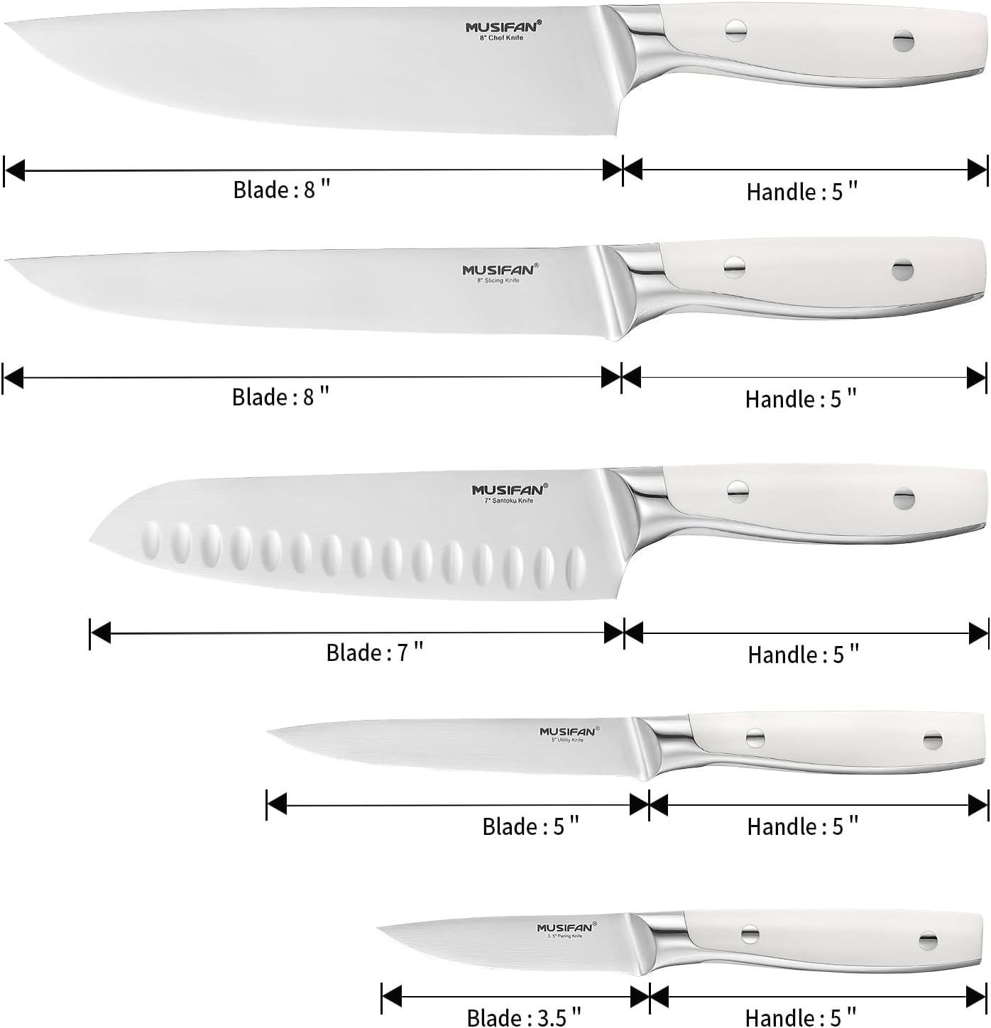 5-Piece Chef Knife Set, Professional Ultra Sharp Kitchen Knives For Cooking High Carbon Stainless Steel, With Ergonomic Handle Design (five)