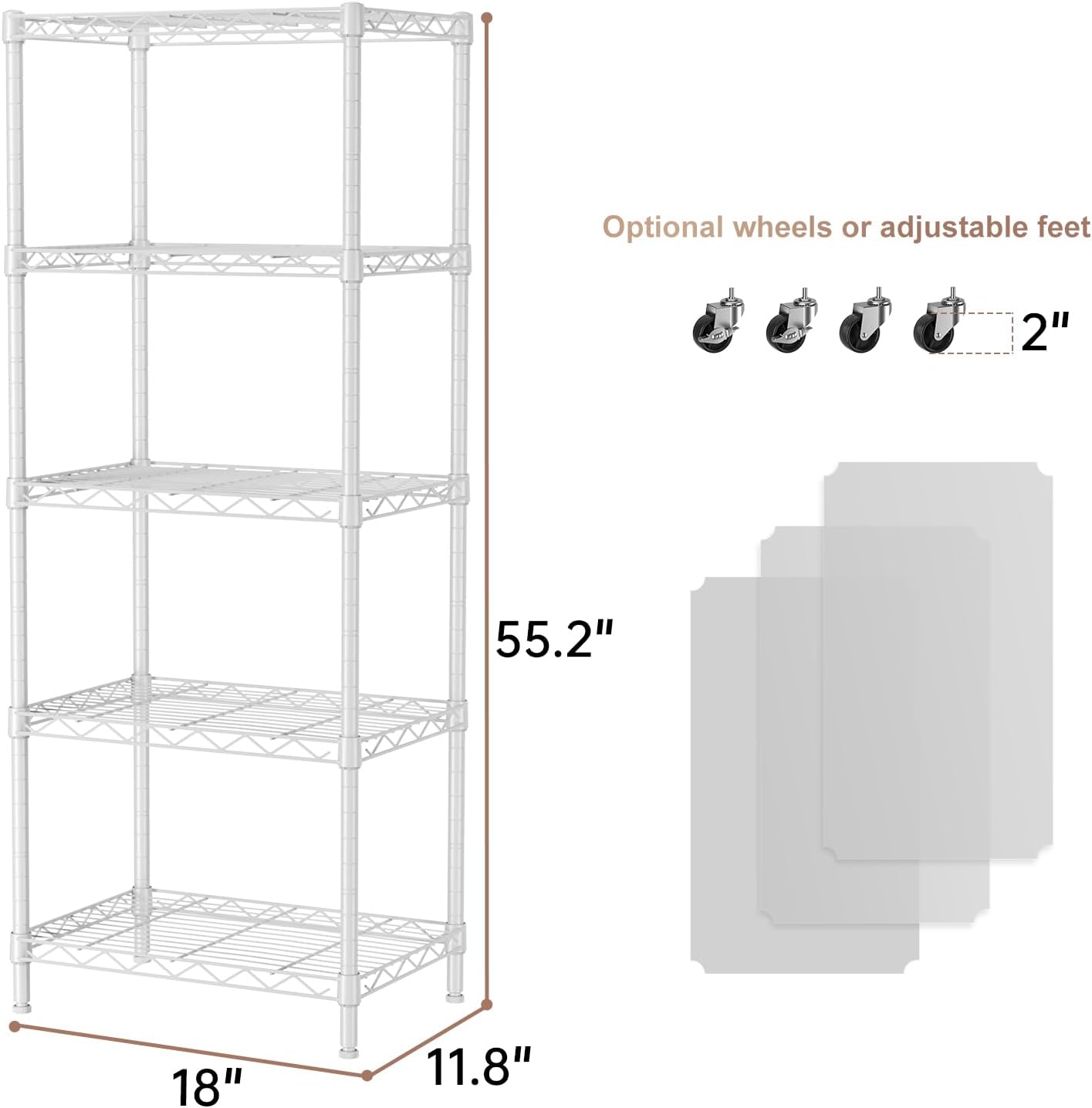 SINGAYE 5 Small Wire Shelves Kitchen Pantry Close Home Organizers and Storage Bathroom Shelf Laundry Room Organization Adjustable Book Metal Garage Shelving Unit