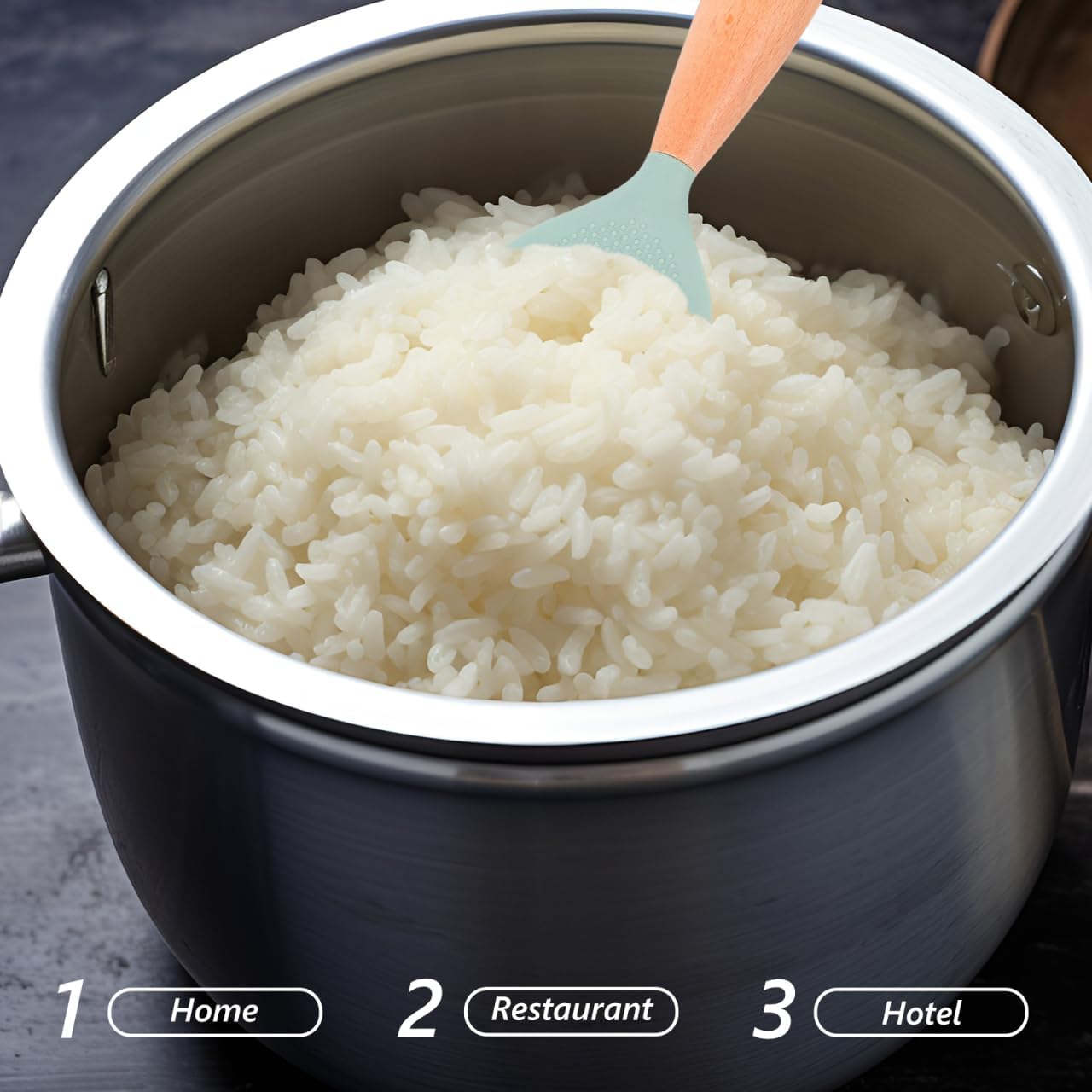 Silicone Wooden Rice Paddle Kitchen Utensils Cooking Ladle Handle