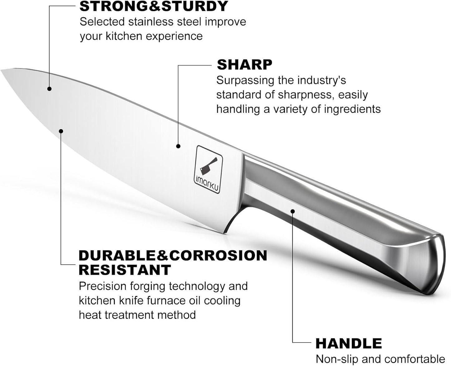 Knife Block Set, imarku 16 Pcs Kitchen Knife Set with Sharpening Rod, High Carbon Stainless Steel Knives Set for Kitchen with Ergonomic Non-Slip Handle, Dishwasher Safe