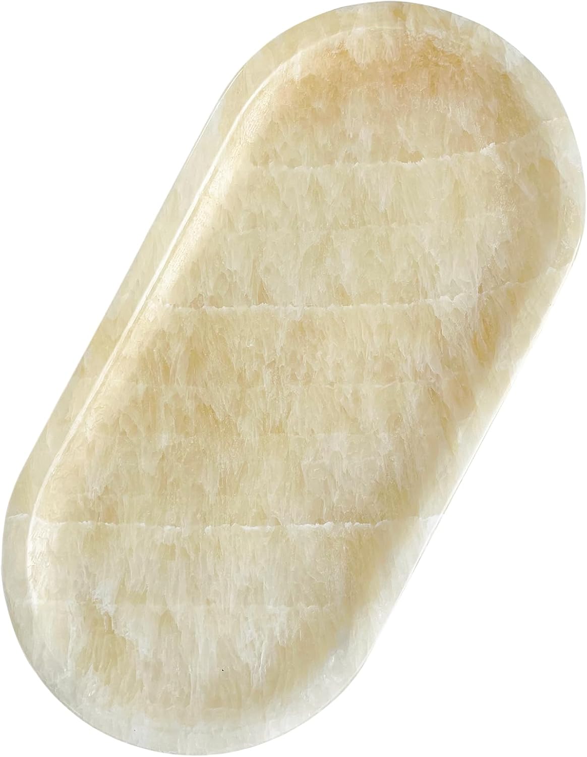 Natural Marble Tray, Stone Vanity Tray for Bathroom & Kitchen Countertop - Organizer for Perfume, Jewelry, Cosmetics 12x6 Inch,Amber