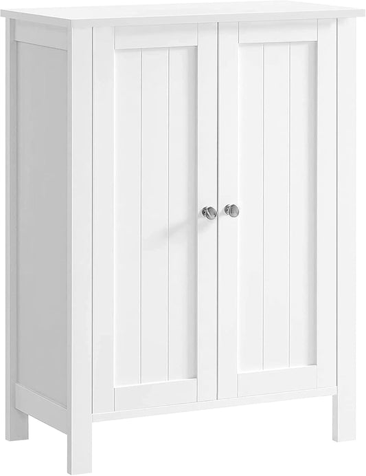 VASAGLE Floor Storage Cabinet, Freestanding Storage Unit with 2 Adjustable Shelves, for Bathroom Living Room Dining Kitchen, 11.8 x 23.6 x 31.5 Inches, White UBCB60W