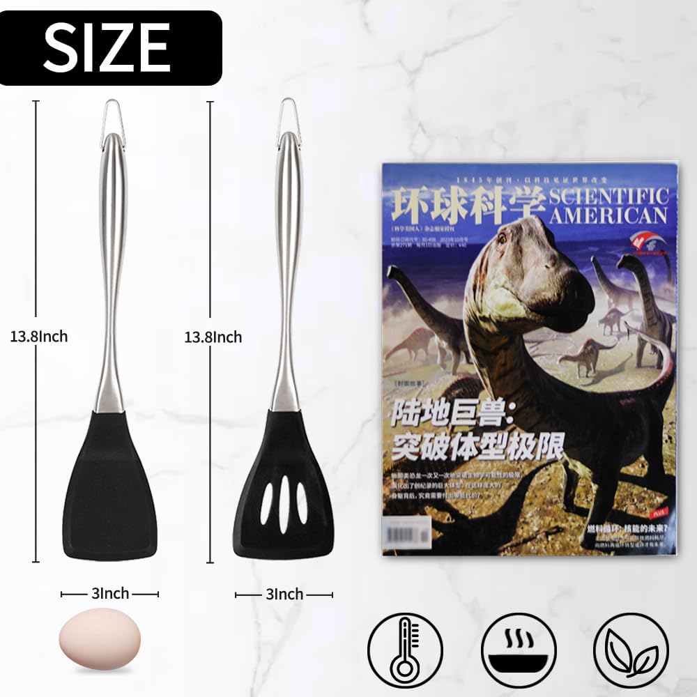 JULIPRO 2 Pack Silicone spatula set,Turner,kitchen utensils, cooking utensils,Ideal Cookware for Fish, Eggs, Pancakes,silicone spatula set