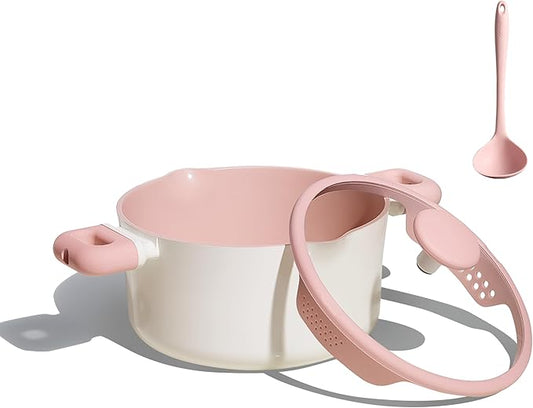 CAROTE 5.5QT Nonstick Stock Pot with Lid, Ceramic Casserole with Ladle, Non-toxic Kitchen Soup Pot, Big Cooking Pots PFAS and PFOA Free