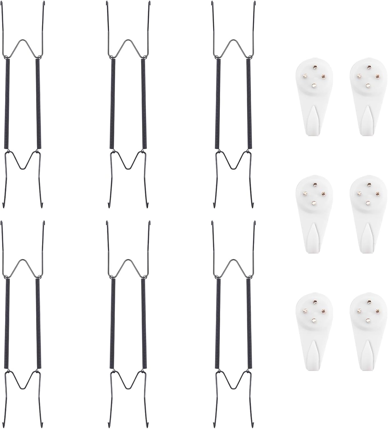 Bilillo 6 Pack Plate Hangers for The Wall, Suitable for 12''-16'' Decorative Plate,Invisible Heavy Duty Wire Plate Holder with Wall Hooks, Plate Hangers for Displaying Plates, Platter, Dish (Black)