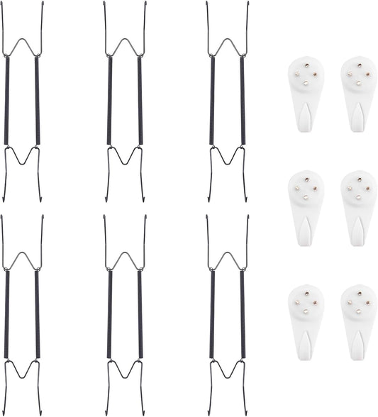 Bilillo 6 Pack Plate Hangers for The Wall, Suitable for 12''-16'' Decorative Plate,Invisible Heavy Duty Wire Plate Holder with Wall Hooks, Plate Hangers for Displaying Plates, Platter, Dish (Black)