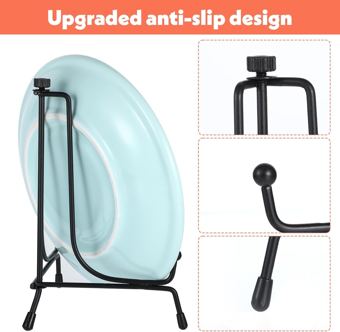 18Pcs Black Iron Plate Stands for Display, 3 Size Anti Slip Easel Plate Holder 4, 6, 8 Inch Decorative Metal Display Stand for Picture Photos Frame Plaque Decorative Platter Table Artwork