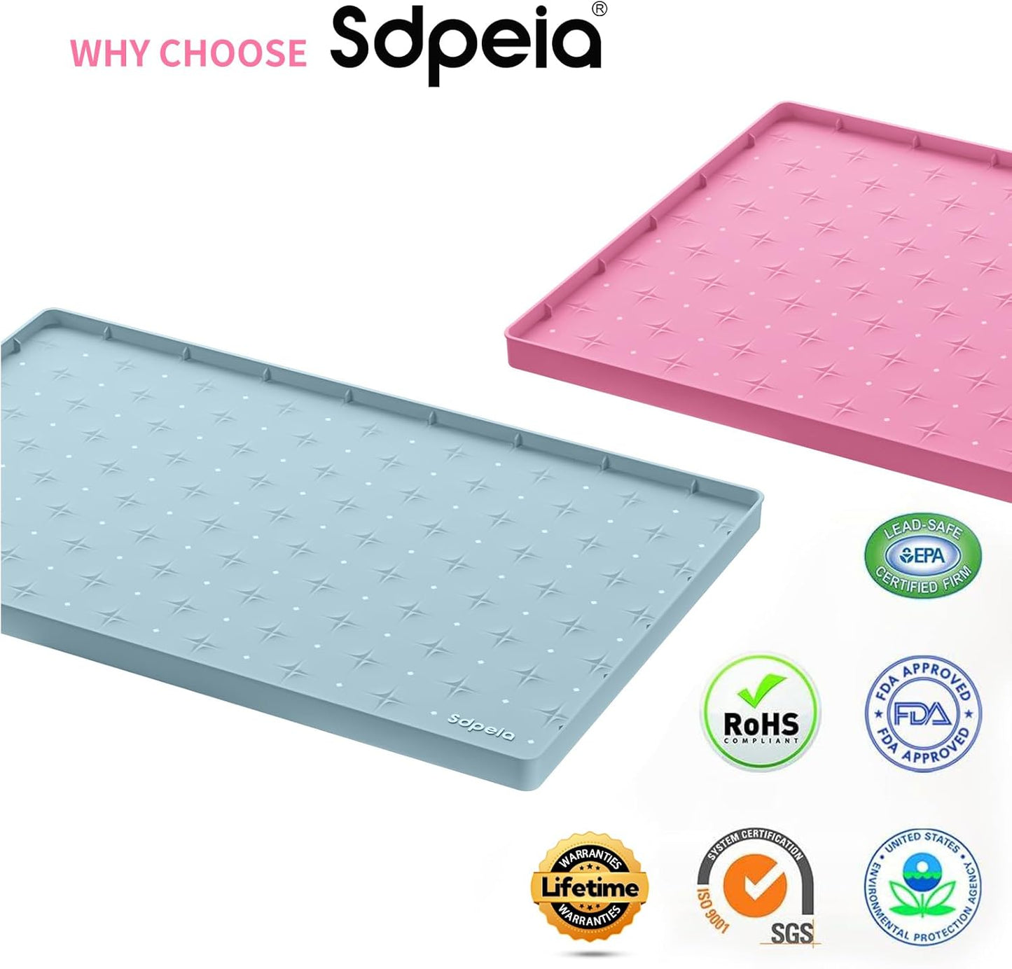 Sdpeia Under Sink Mat for [22" x 14"] Cabinet, Upgraded Silicone Waterproof Mat Kitchen Cabinet Liner Cabinet Protector Kitchen Organizers and Storage