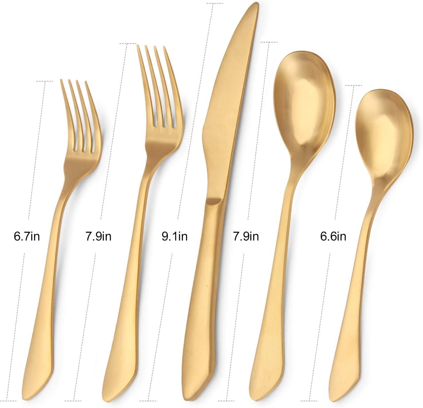 Matte Gold Silverware Set, 20-Piece Stainless Steel Flatware Set, Kitchen Utensil Set Service for 4, Satin Finish Tableware Cutlery Set for Home and Restaurant, Dishwasher Safe