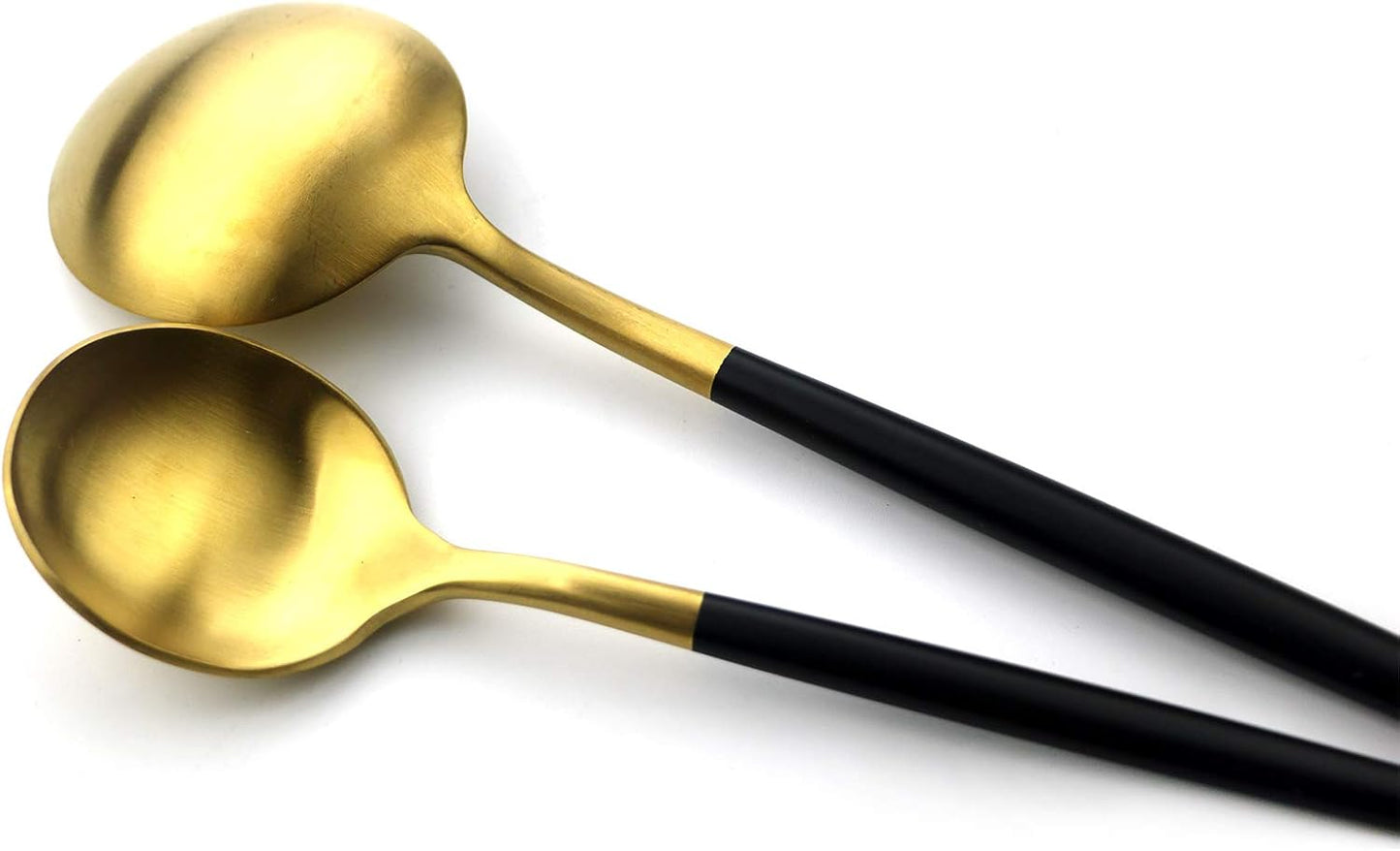 Gugrida Luxury Flatware, Royal 5 Piece Matte Black Handle 18/10 Stainless Steel Tableware Sets for 1 Including Forks Spoons Knives, Camping Silverware Travel Utensils Set Cutlery (Black Silver)