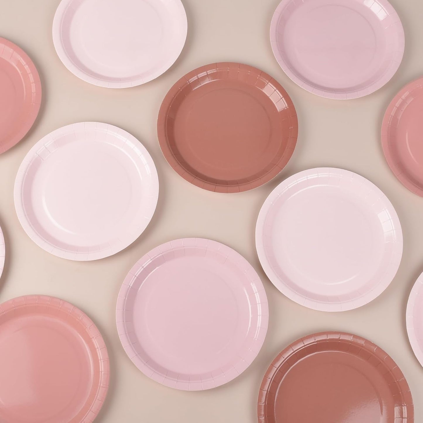 24Pcs Dusty Pink Paper Plates Gradient Pink Party Plate 9 Inch Disposable Round Dinner Plates for Birthday Wedding Baby Bridal Shower Party Supplies Tableware Decor
