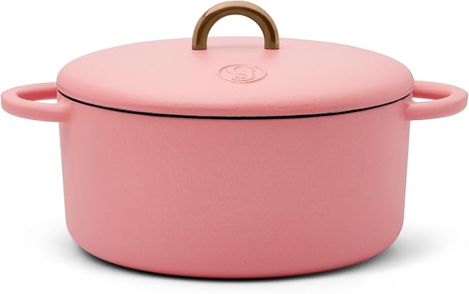 Great Jones Dutch Baby Dutch Oven with Lid (Taffy, 3.5-Quart) | Enameled Cast Iron, Round Shape | Safe for Stovetops & Ovens up to 500°F | Space-Saving & Dishwasher-Friendly | Small-Batch Cooking