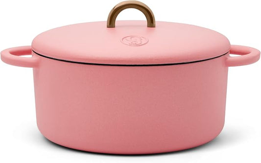 Great Jones Dutch Baby Dutch Oven with Lid (Taffy, 3.5-Quart) | Enameled Cast Iron, Round Shape | Safe for Stovetops & Ovens up to 500°F | Space-Saving & Dishwasher-Friendly | Small-Batch Cooking