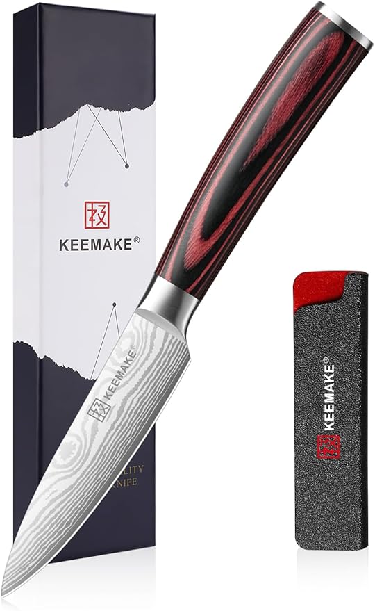 KEEMAKE 3.5 Inch Paring Knife - Ultra Sharp Fruit Knife High Carbon Stainless Steel Small Kitchen Knives for Peeling Slicing with Ergonomic Handle with Elegant Gift Box