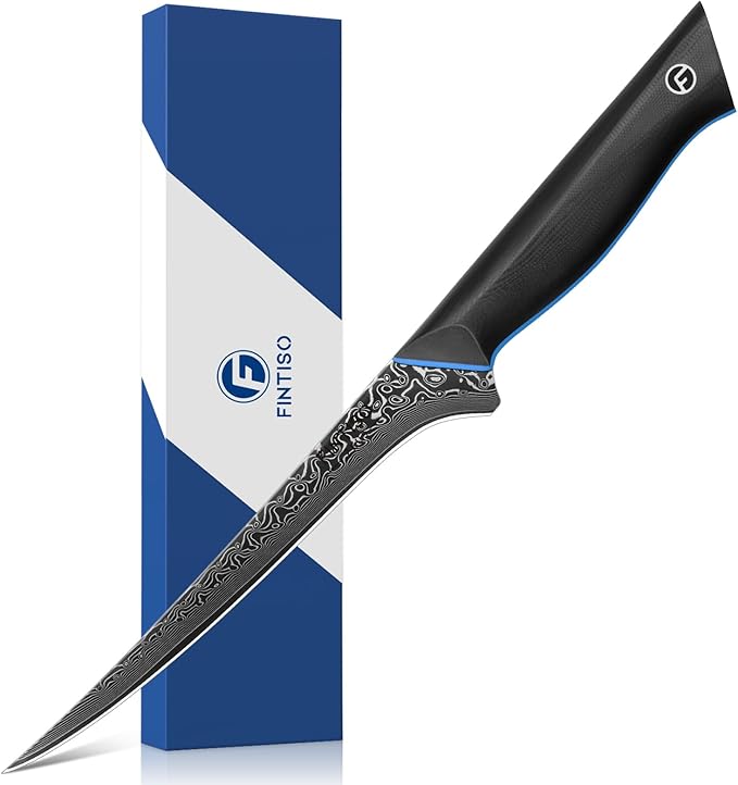 7 Inch Fillet Knife, Ultra Sharpe Meat Boning Knife in 67-Layer Japanese Damascus Steel, Professional Fish Knives with Ergonomic G10 Handle for Slicing and Skinning